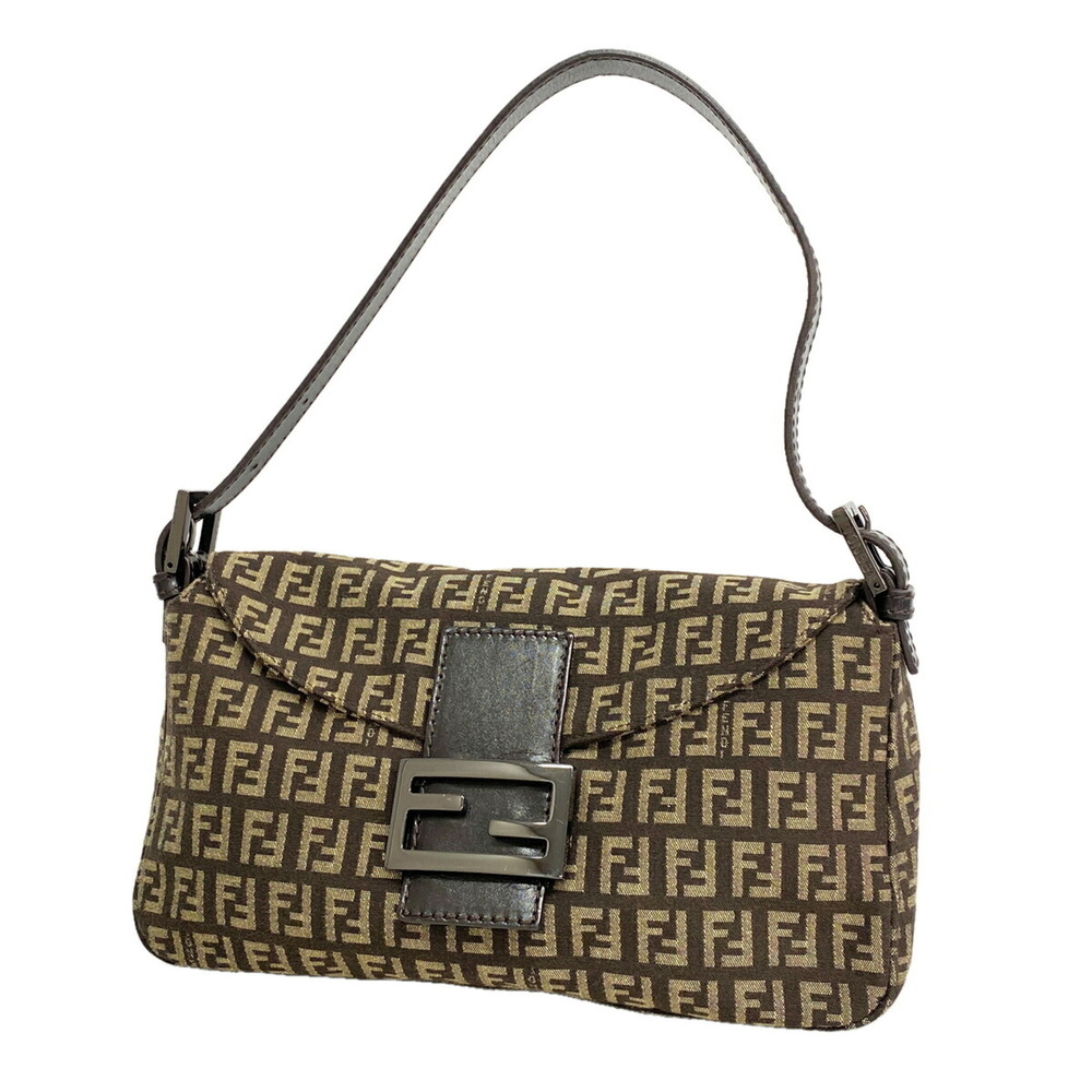 Fendi Zucchino Nylon Canvas Handbag, Brown, Women's, P3487252